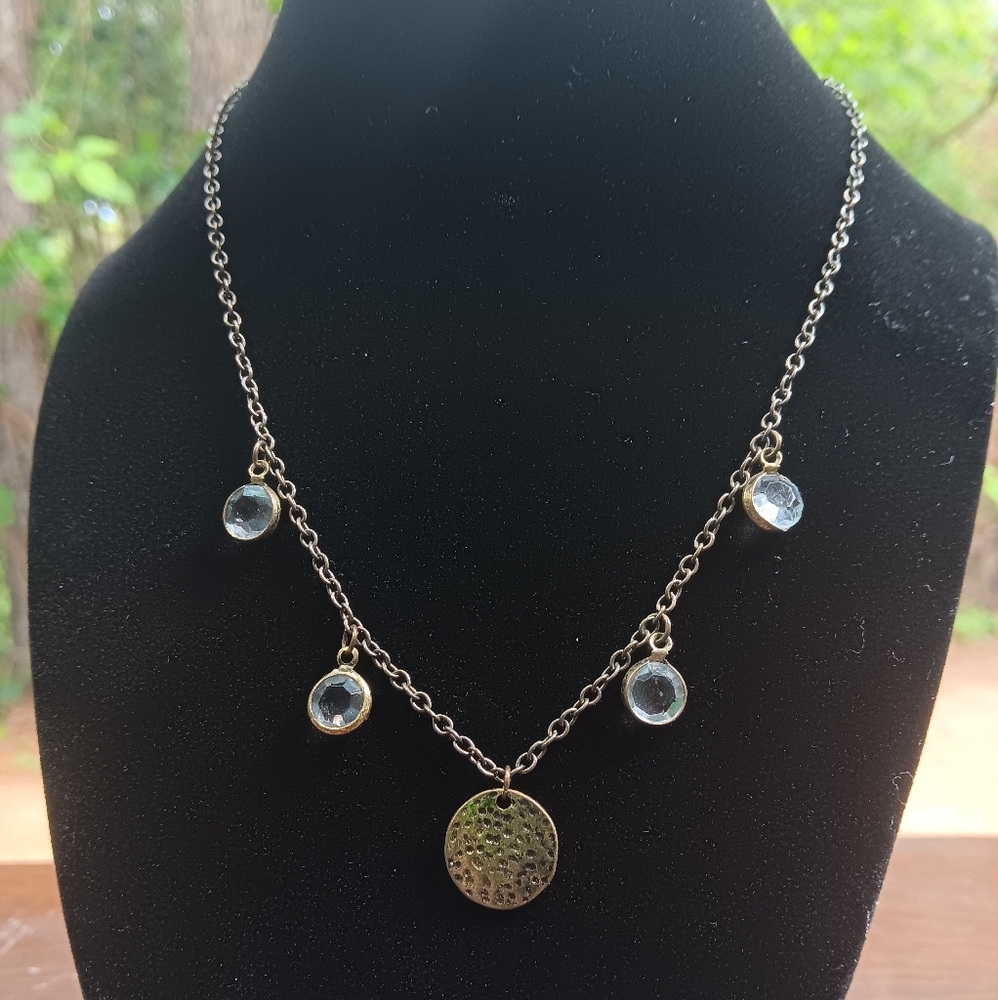 Handmade Bronze Toned Necklace with Glass Crystal Accents